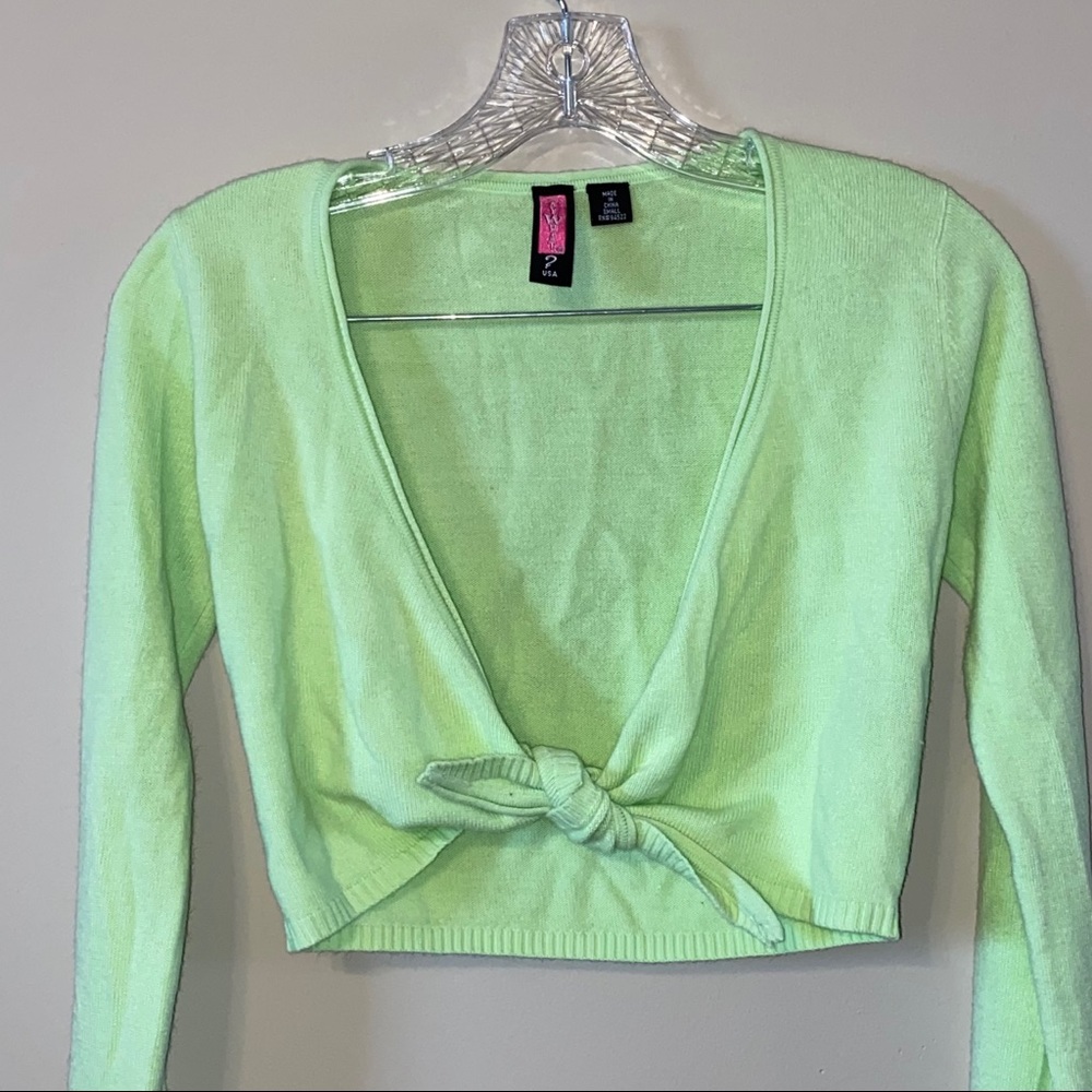 late 90s/ y2k Green Cardigan Spring Tie Front